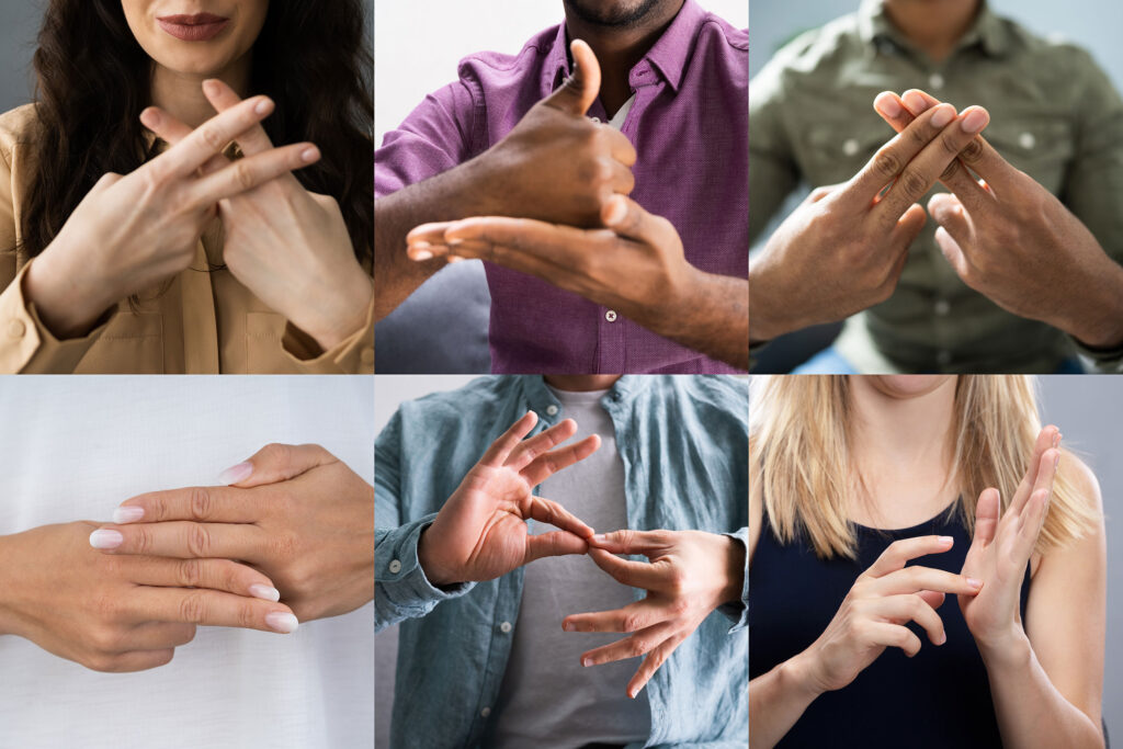 Group of people using Deaf Sign Language